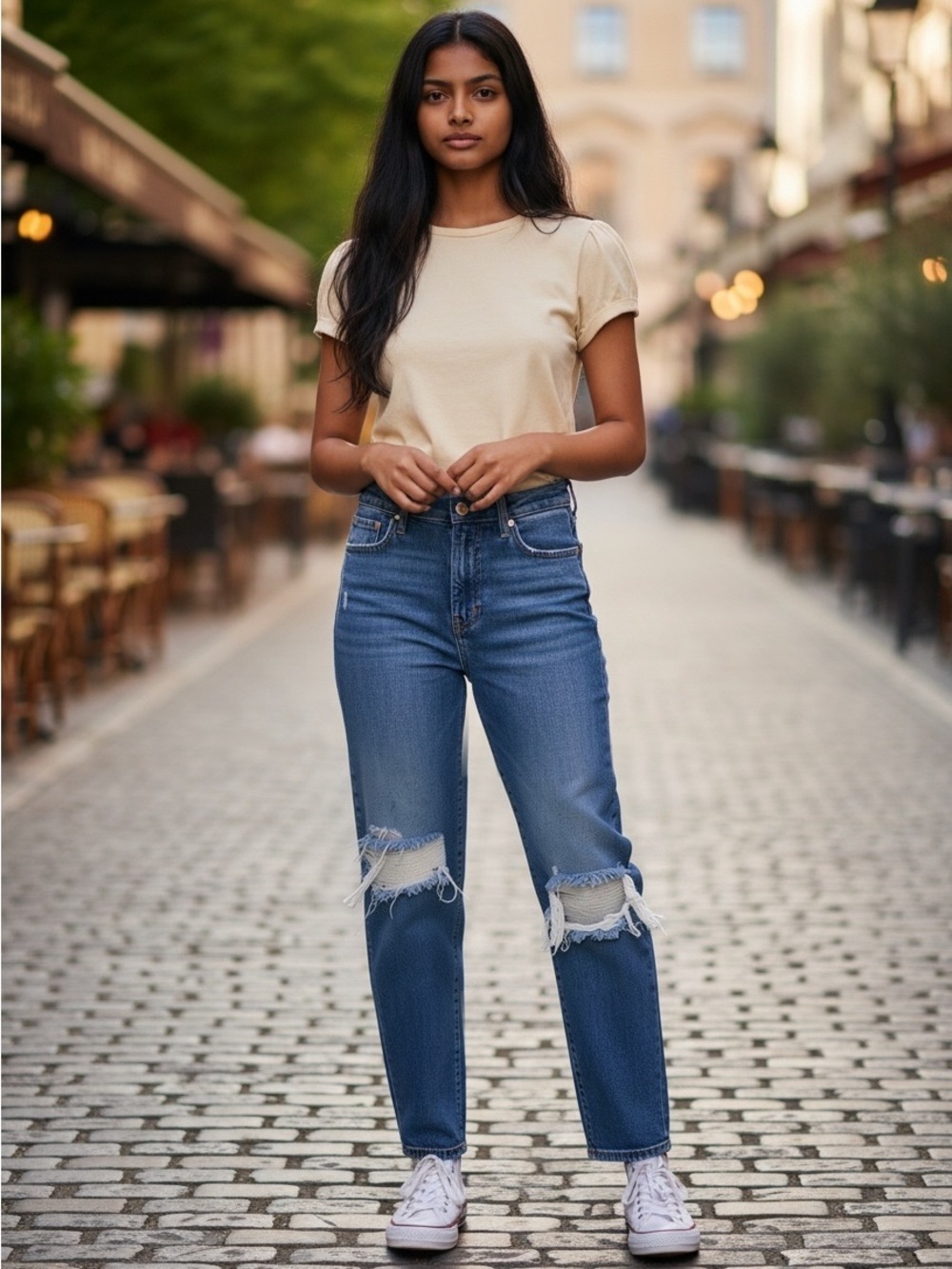 Good American Good Vintage Distressed Straight Jeans Size 10/32